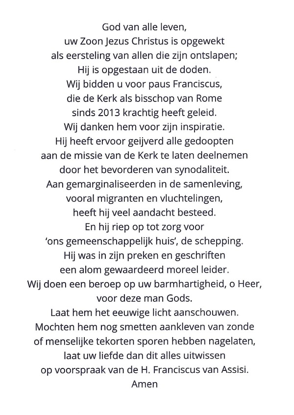 Binnenkant bidprentje rechts side